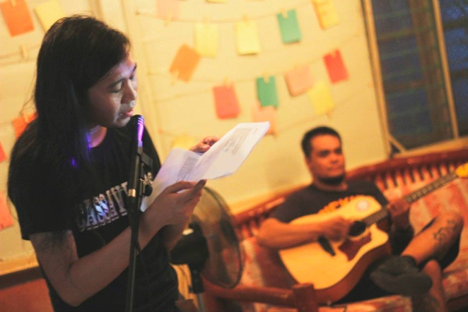 Frederick recites poetry, Serafin Timog accompanies him